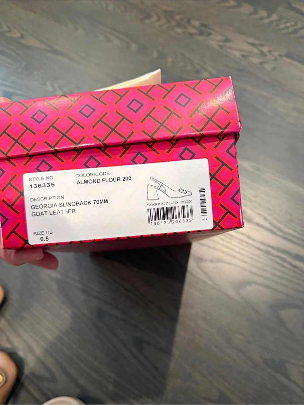NEW Tort Burch Almond Tan Leather Slingback Block Heels